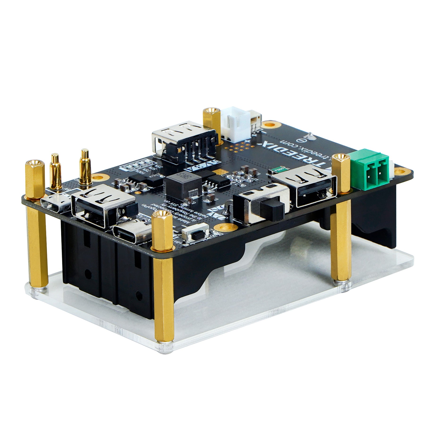 Treedix 5V Uninterruptible Power Supply for Raspberry Pi，Simultaneous Charge & Output, Provides Power Supply via Pogo Pins, High-Power Boost Circuit Compatible with Raspberry Pi zero/2B/3B/3B+/4B