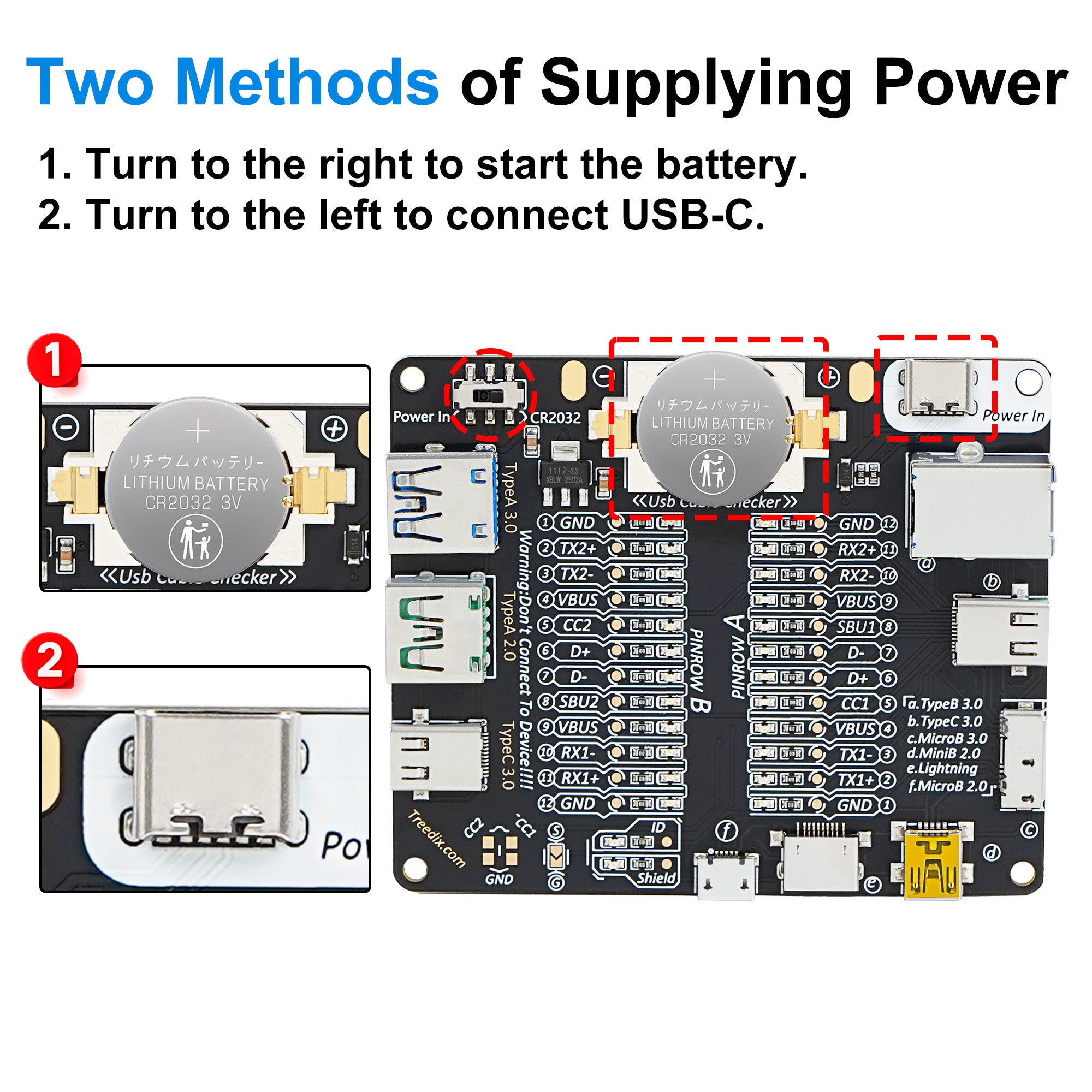 Treedix USB ケーブル テスター ボード USB ケーブル チェッカー データ ワイヤ 充電 テスト データ ライン タイプ C マイクロ タイプ A タイプ B