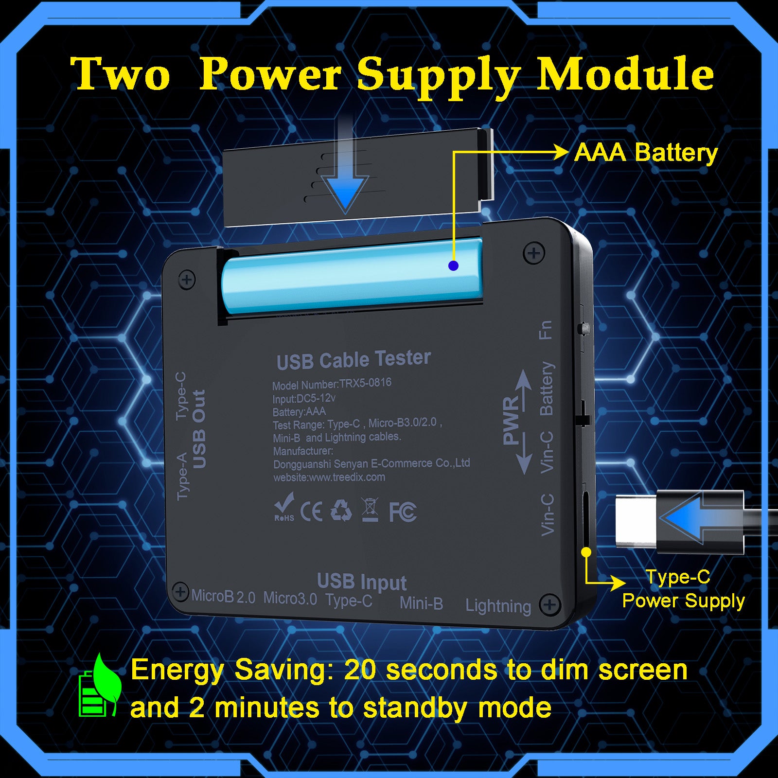 Treedix USB Cable Tester with 2.4" Color Screen for eMarker Reading, P ...