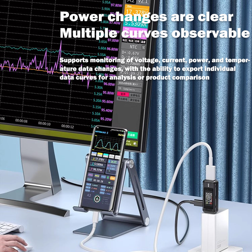 Treedix Voltage and Current Meter with 2MHz High-speed Ripple Detection, 5P Digital Multimeter Small Current Charging Auxiliary Function, Test Voltage, Current, Power, Temperature