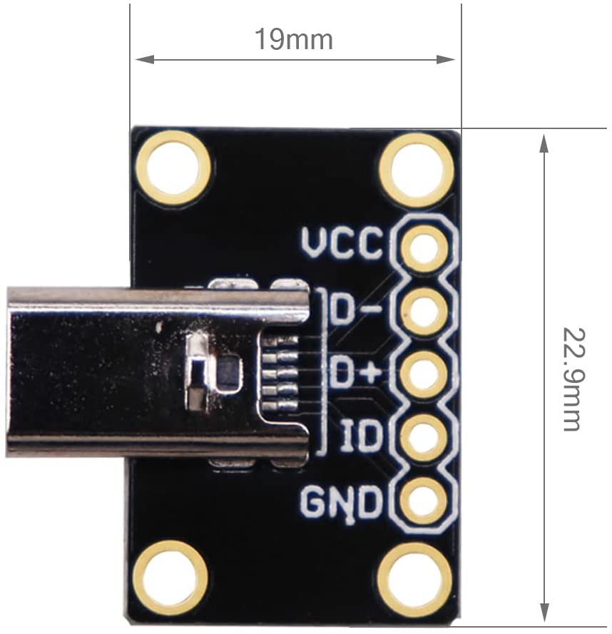 Treedix 4pcs USB MicroB Plug Breakout Board 5pin Male Connector Adapter Module Compatible with Arduino for Electronics Projects