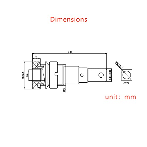 Treedix 10pcs 4mm Banana Female Jack Socket Adapter Panel Mount Binding Post for 4mm Banana Plug Connectors (5colors)
