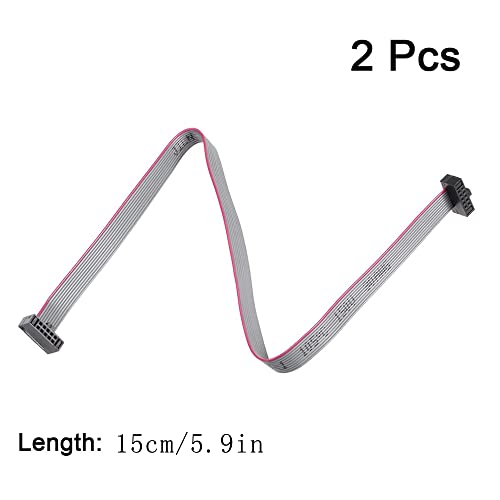 Treedix 2 Stück IDC-Flachbandstecker, Flachbandkabel, Jtag-Kabel, 2,54/1,27 mm Abstand, 2-reihig, 10-poliger Stecker, Buchse auf Buchse, SWD-Kabellänge 150 mm/5,9 Zoll für JTAG/ISP-Verbindung
