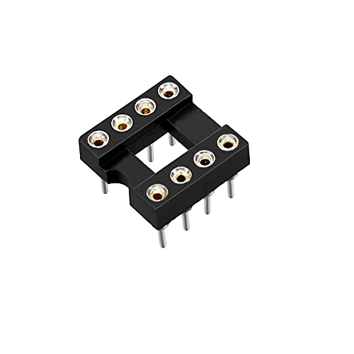 Treedix 10pcs DIP-8 IC DIP Sockets Machined Round Contact pins Holes Pitch 2.54mm 2 Row 8 Round Pins