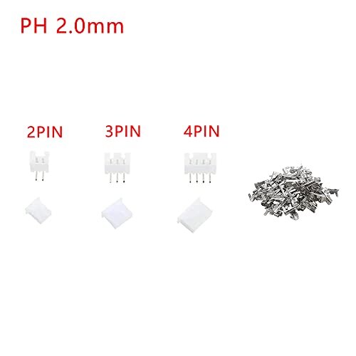 Treedix 450pcs JST PH2.0 Connector Kit with 2.0mm Pitch Female Pin Header JST PH 2Pin 3Pin 4Pin Housing JST Adapter Cable Connector Socket Male and Female, Crimp DIP Kit