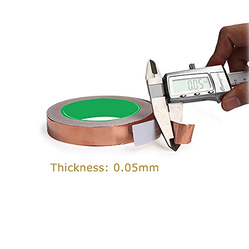 Treedix 2 Rollen Kupferfolienband 0,2/0,4 Zoll x 66 Fuß Kupferband doppelseitig leitfähig mit Klebstoff für EMI-Abschirmung, Schneckenabwehr, Papierschaltkreise, elektrische Reparaturen, Erdung