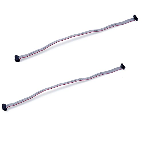 Treedix 2 Stück IDC-Flachbandstecker, Flachbandkabel, Jtag-Kabel, 2,54/1,27 mm Abstand, 2-reihig, 10-poliger Stecker, Buchse auf Buchse, SWD-Kabellänge 150 mm/5,9 Zoll für JTAG/ISP-Verbindung
