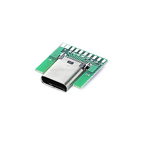 Treedix DIY 24pin USB 3.1 Type C Female Socket Connector Test Board SMT Type with PC Board (Female)