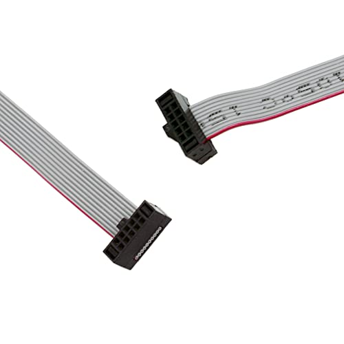 Treedix 2 Stück IDC-Flachbandstecker, Flachbandkabel, Jtag-Kabel, 2,54/1,27 mm Abstand, 2-reihig, 10-poliger Stecker, Buchse auf Buchse, SWD-Kabellänge 150 mm/5,9 Zoll für JTAG/ISP-Verbindung