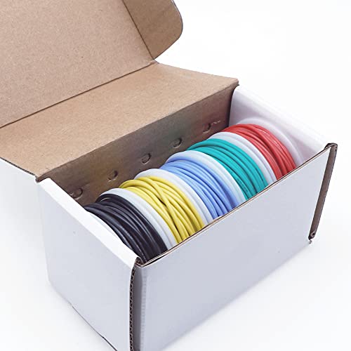 Treedix 5pcs Silicone Electrical Wire Cable Hookup Wires Kit Stranded Tinned Copper Wire Flexible and Soft 5 Colors for DIY
