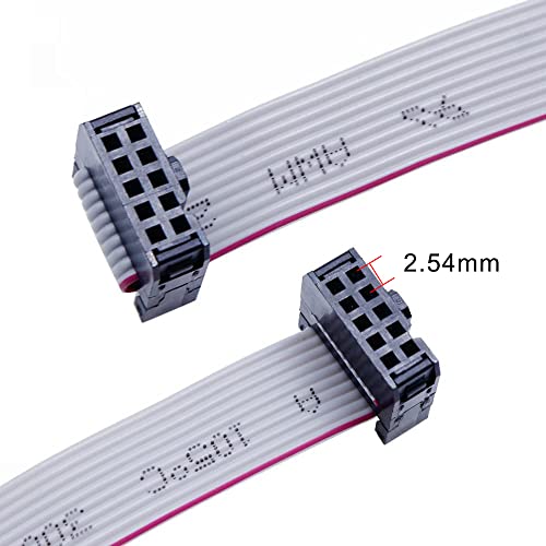 Treedix 2 Stück JTAG Breakout Board Adapter Konverter SWD Breakout Jtag Debug Board mit 2 Reihen 1,27/2,54 mm Pitch 10-polig Buchse auf Buchse IDC-Anschluss Flaches flexibles graues Ribbon Jumper Kabel 200 mm für J-Link