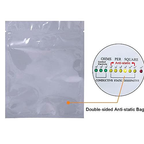 Treedix 50PCS Antistatic Resealable Shielding Bag, Flat Open Top Anti Static Bag for Electronic Devices, Motherboard Hard Disk led Light Strip Bag, PCB Board electrostatic Bag (15x20cm/6x8 inch)