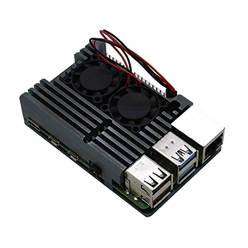 Treedix Cooling Metal Case Compatible with Pi 4, Aluminium Alloy Armor Case with Dual Fan Heatsink Compatible with Raspberry Pi 4 Model/Pi 4B