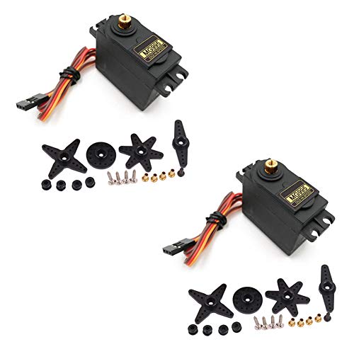 Treedix 2pcs MG995 Servo Motor Metal Gear High-Torque Servo Motor Compatible with Smart Car Robot Boat RC Helicopter Airplane (Control Angle 180)