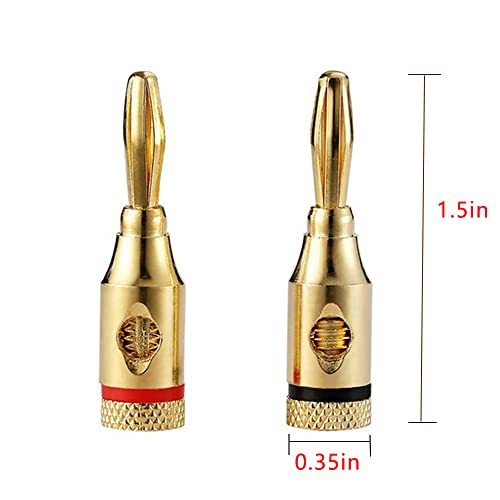 Treedix 6 Pairs Banana Plugs Audio Gold Plated Speaker Connector for Speaker Wire、Audio 、Video Receiver