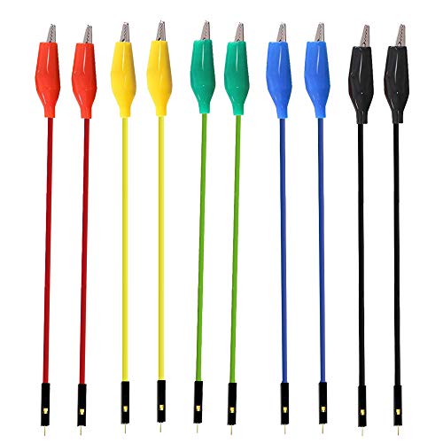 Treedix 10pcs 12 inch Alligator Clip to Breadboard Jumper Wires Test Lead, Alligator to Male Jumpers for Circuit Connection, DIY Maker