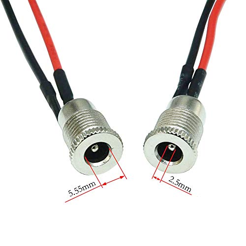 Treedix Charging Cable Threaded Socket DC-099 Full Copper Thread with Waterproof Cap 5.5X 2.5 2.1mm with Wire Female Socket Interface DC Power Socket