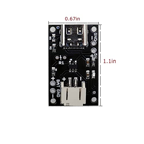 Treedix 2pcsUSB LiPo Battery Charger Board with Battery Protection JST Socket with LED Indicator Charging Rate Adjustable Automatic Power-Down Thermal Regulation