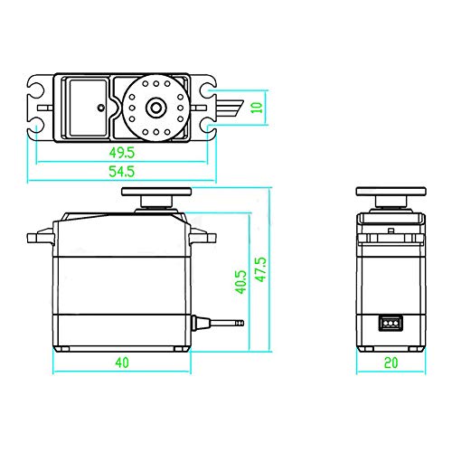 Treedix 2pcs MG995 Servo Motor Metal Gear High-Torque Servo Motor Compatible with Smart Car Robot Boat RC Helicopter Airplane (Control Angle 180)