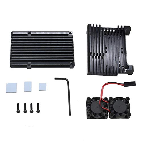 Treedix Cooling Metal Case Compatible with Pi 4, Aluminium Alloy Armor Case with Dual Fan Heatsink Compatible with Raspberry Pi 4 Model/Pi 4B