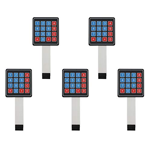 Treedix 5pcs Membrane 4x4 Matrix Keypad 16 Keys Matrix Membrane Switch Keypad Keyboard Compatible with Arduino AVR PIC