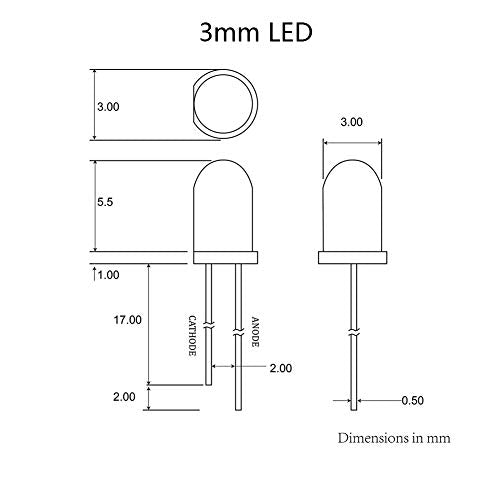 Treedix 490 stuks 3mm en 5mm LED-zendende diodes (doorzichtige LED-lampen) assortimentpakket in 6 kleuren: Rood, Groen, Blauw, Oranje, Wit en Paars, in een doos inclusief IR-zenders, IR-ontvangers en 80 stuks weerstanden