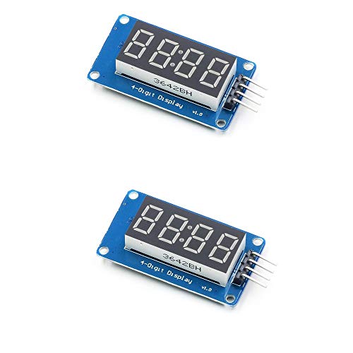 Treedix 4pcs 0.36 inch 4-Digit Tube LED Segment Display Module Red Common Anode TM1637 Drive Chip Tube Clock Display Adjustable LED Brightness Compatible with Arduino UNO R3