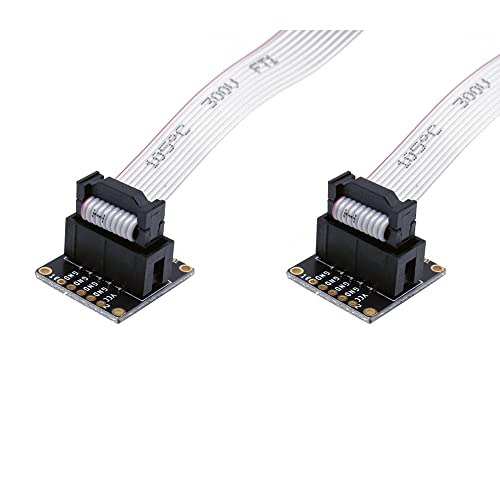 Treedix 2 Stück JTAG Breakout Board Adapter Konverter SWD Breakout Jtag Debug Board mit 2 Reihen 1,27/2,54 mm Pitch 10-polig Buchse auf Buchse IDC-Anschluss Flaches flexibles graues Ribbon Jumper Kabel 200 mm für J-Link