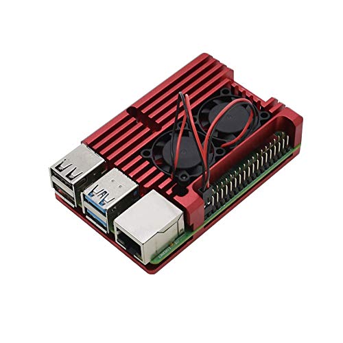 Treedix Cooling Metal Case Compatible with Pi 4, Aluminium Alloy Armor Case with Dual Fan Heatsink Compatible with Raspberry Pi 4 Model/Pi 4B