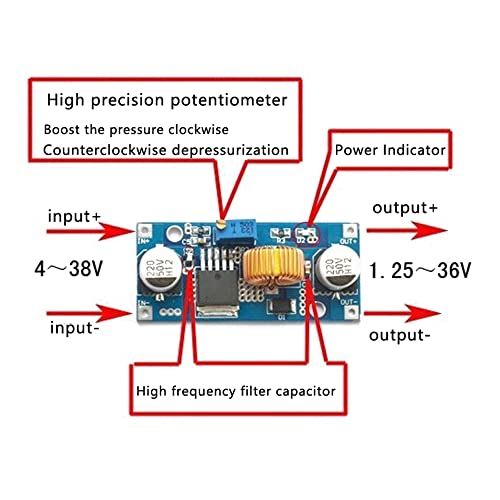 Treedix 2pcs DC-DC XL4015 Adjustable Buck Converter Step Down Power Supply Voltage Regulator Power Module 4~38V High Power 96% High Efficiency