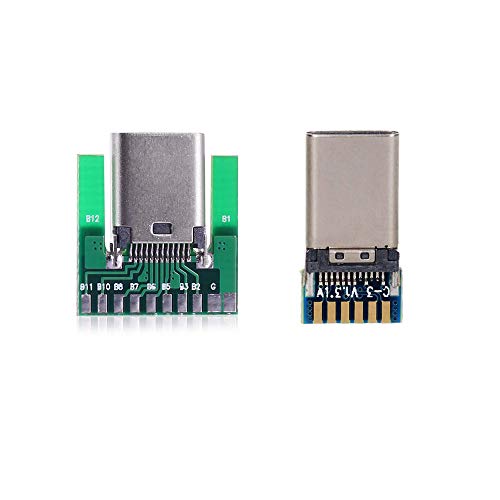 Treedix DIY 24pin USB 3.1 Type C Female Socket Connector Test Board SMT Type with PC Board (Female)