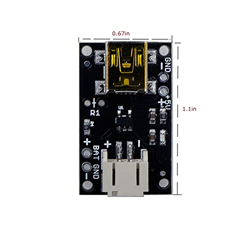 Treedix 2pcsUSB LiPo Battery Charger Board with Battery Protection JST Socket with LED Indicator Charging Rate Adjustable Automatic Power-Down Thermal Regulation