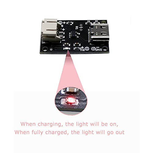 Treedix 2pcsUSB LiPo Battery Charger Board with Battery Protection JST Socket with LED Indicator Charging Rate Adjustable Automatic Power-Down Thermal Regulation