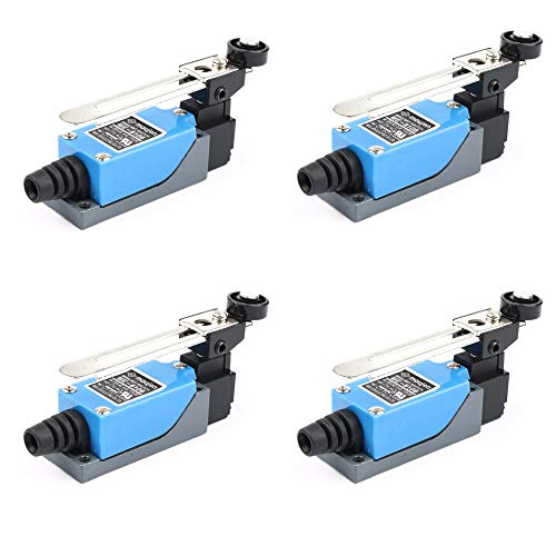 Treedix 4pcs Limit Switch ME-8108 AC 250V Limit Adjustable Roller Lever Rocker Arm self-Reset Limit Switch 1 NC 1NO