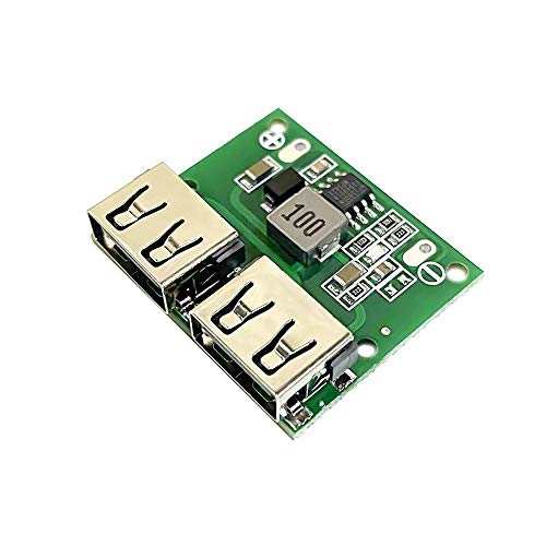 Treedix Dual USB-Spannungsabwärtsregler, Abwärtsstromversorgungsmodul, Ausgangsabwärtsspannungsplatine, 9 V/12 V/24 V bis 5 V, 3 A, DC-DC-Ladeabwärtsregler, Lademodul
