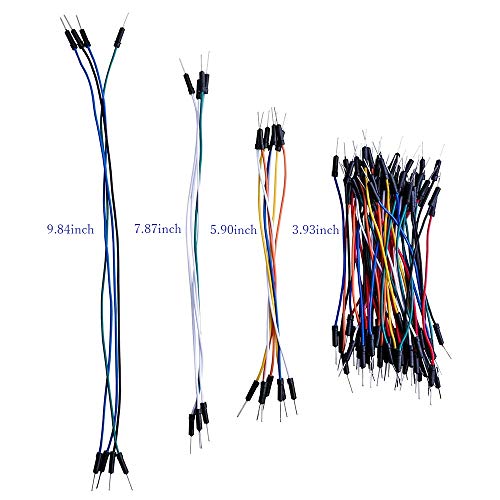 Treedix 195pcs Multicolored Breadboard Jumper Wires Solderless Flexible 10cm 15cm 20cm 25cm Wire Length Optional Compatible with Arduino (Male to Male)