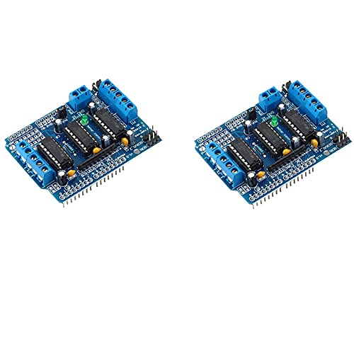 Treedix L293D DC Motor Drive Shield Stepper Motor Drive Shield Expansion Board Can Control DC/Stepping Motor/Steering Gear at The Same time Compatible with Arduino Duemilanove