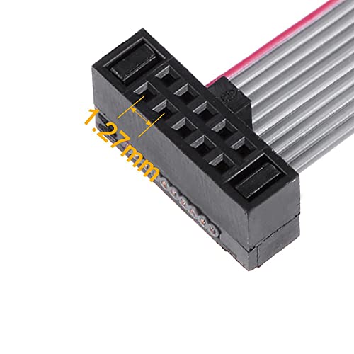 Treedix 2 Stück IDC-Flachbandstecker, Flachbandkabel, Jtag-Kabel, 2,54/1,27 mm Abstand, 2-reihig, 10-poliger Stecker, Buchse auf Buchse, SWD-Kabellänge 150 mm/5,9 Zoll für JTAG/ISP-Verbindung