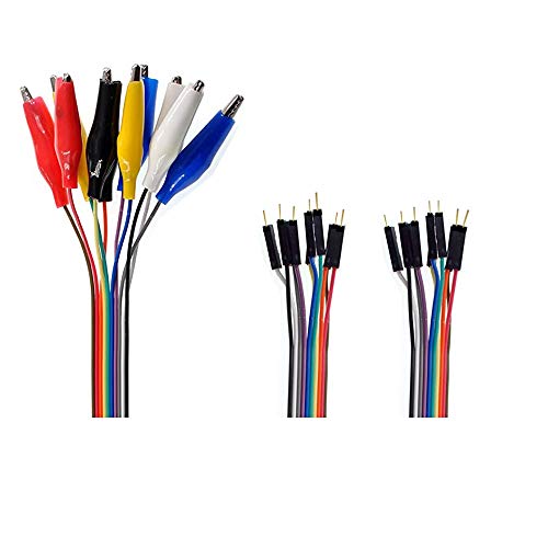 Treedix Alligator Clip 20pin 20cm Male Jump Wire 5 Colors Test Leads Compatible with Arduino Raspberry Pi for Circuit Connection, DIY Maker