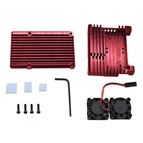 Treedix Cooling Metal Case Compatible with Pi 4, Aluminium Alloy Armor Case with Dual Fan Heatsink Compatible with Raspberry Pi 4 Model/Pi 4B