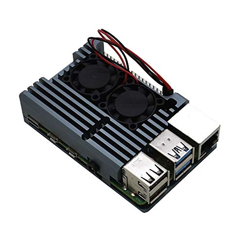 Treedix Cooling Metal Case Compatible with Pi 4, Aluminium Alloy Armor Case with Dual Fan Heatsink Compatible with Raspberry Pi 4 Model/Pi 4B