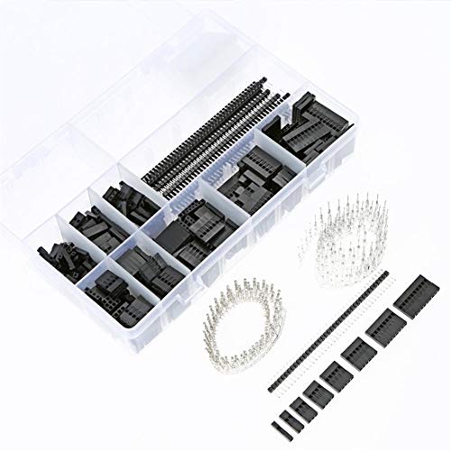 Treedix 1450PCS 2.54mm PCB Jumper Wire Pin Header Connector Female Male 40Pin Box Packaging Kit Electronic Components Set Compatible with Arduino Dupont