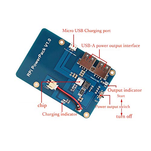 Treedix Lithium Power Expansion Board with 3800mAh Dual USB Output Compatible with Raspberry Pi Pi3 Independent Field Battery Powered Mobile Power