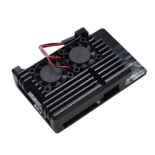 Treedix Cooling Metal Case Compatible with Pi 4, Aluminium Alloy Armor Case with Dual Fan Heatsink Compatible with Raspberry Pi 4 Model/Pi 4B