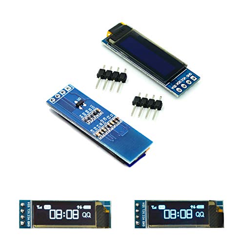 Treedix 2pcs 0.91 inch OLED Display Module White Blue Color Display I2C Interface SSD1306 OLED Screen Driver DC 3.3V~5V Compatible with Arduino Raspberry Pi