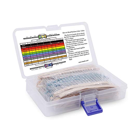 Treedix 64 Values 1280 pcs Metal Film Resistor High Precision Resistor Resistance Assortment kit