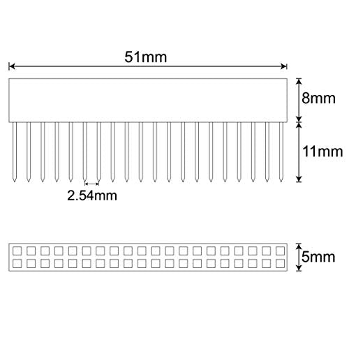 Treedix 2 x 20 Pin Stacking Header Female Pin Header Compatible with Raspberry Pi (Pack of 4)