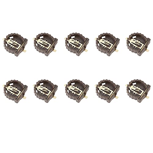 Treedix 10pcs CR1220 Horizontal Coin Button Battery Holder Brown Container Case RTC Real-time Clock Power Supply Battery Holder Compatible with Raspberry Pi Pico RTC Expansion Board