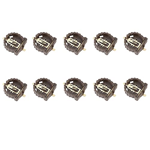 Treedix 10pcs CR1220 Horizontal Coin Button Battery Holder Brown Container Case RTC Real-time Clock Power Supply Battery Holder Compatible with Raspberry Pi Pico RTC Expansion Board