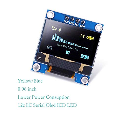 Treedix 0.96 Inch SPI Serial LED 128X64 OLED Display modulen Yellow and Blue OLED SSD1306 Compatible with Arduino